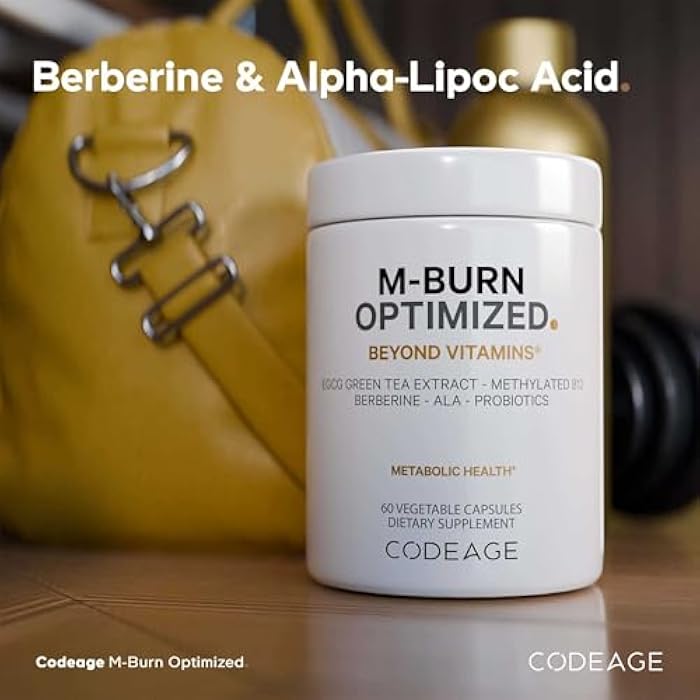Codeage M-Burn Optimized Supplement - Decaffeinated Green Tea Std. to 50% EGCG, Berberine, Akkermansia, Vitamin B12 - Probiotics - Vitamins - 60 Capsules - Image 4