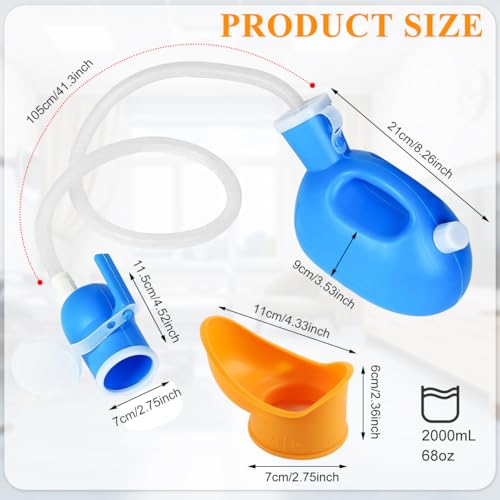 HANNEA® 2000ml Female Urinals for Women Men, Spill Proof Urinal Bottle, Handheld Pee Bottle with Handle, Soft Rubber Rim, Reusable Pee Kettle for Hosp*tal Home Camping - Image 2