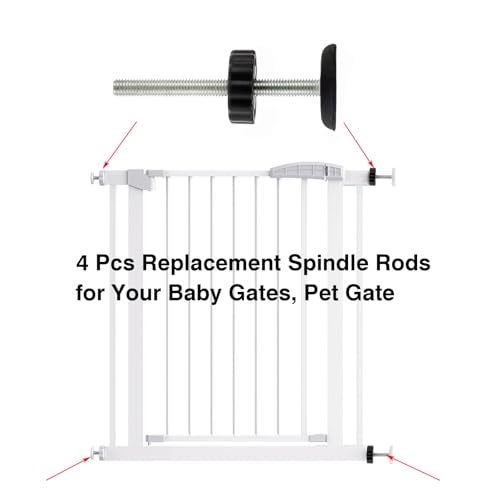 AMORBASE Pet Gates Spindle Rods 8mm(M8) - Replacement Parts Threaded Screw Bolts Hardware Kit Wall Protector for Baby Pressure Mounted Safety Door & Pet Stair Gates (Black, M8 9CMLong) - Image 5
