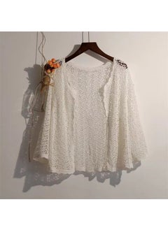 Generic Bohemian Style Embroideryknit Womens Casual Holiday Beach Sun Protection Suit Cooling Comfort Vacation Skirt Set White drapes  - Image 1