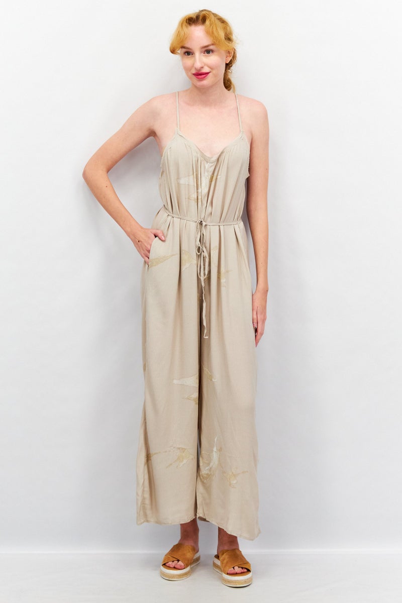 Grade & Gather Women Textured Sleeveless Jumpsuit, Light Grey - Image 1