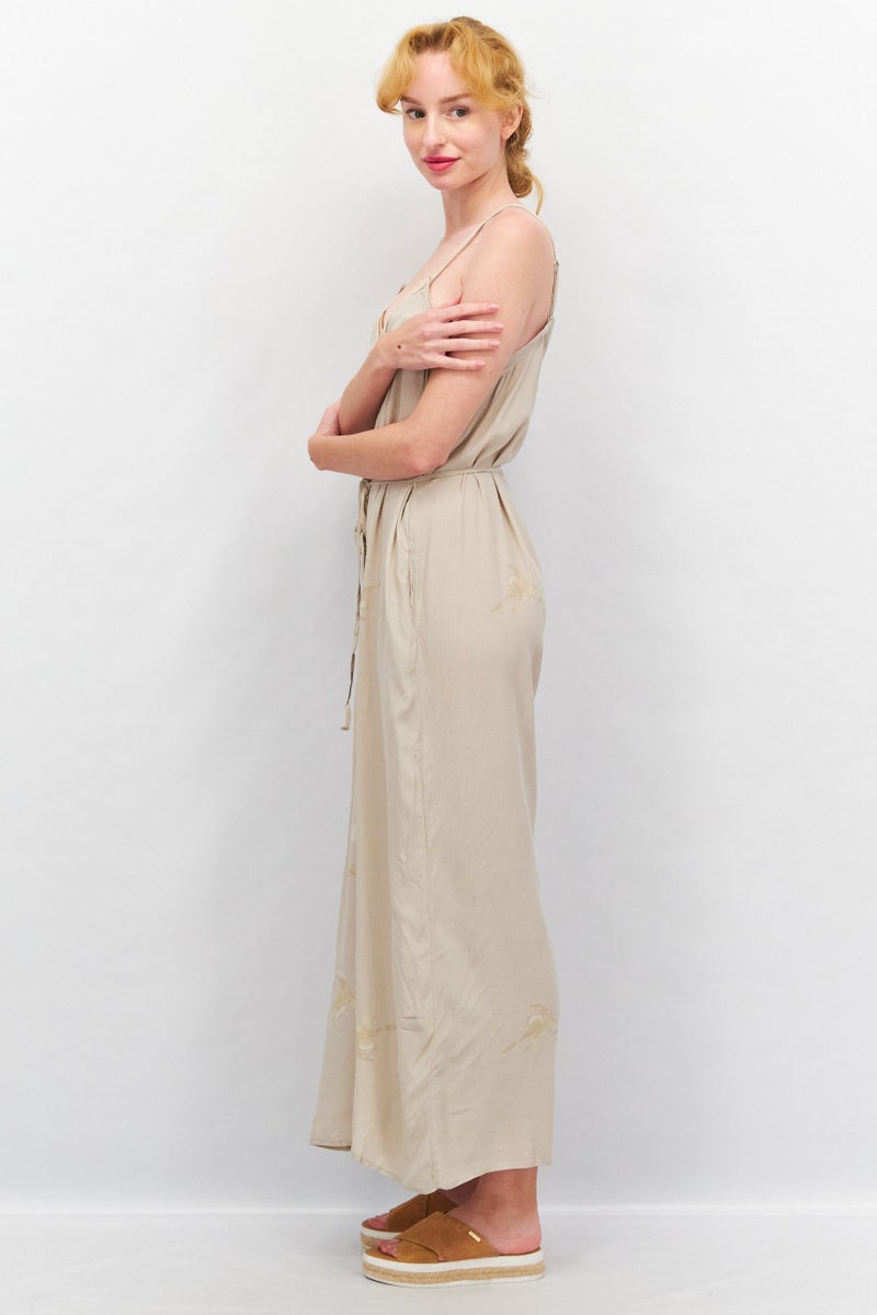 Grade & Gather Women Textured Sleeveless Jumpsuit, Light Grey - Image 2