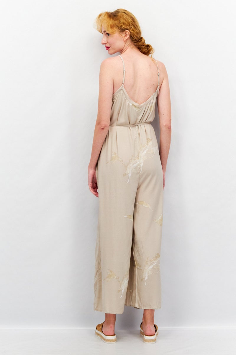 Grade & Gather Women Textured Sleeveless Jumpsuit, Light Grey - Image 3