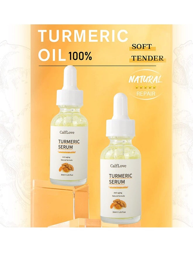 CalfLove - 1PC Turmeric and Vitamin C Face Serum, Turmeric Serum for Dark Spots, Anti Aging Serum, Moisturizing Face Serum for Dull & Dry Skin, Smoothing, Repair Skin Suitable for All Skin Types - Image 1