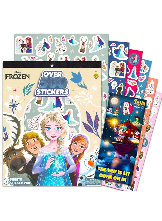 Classic Disney - Disney Frozen Stickers Pad Set Frozen Elsa Over 500 Stickers Bundle Sticker Book For Kids Toddlers Children (Disney Party Favors And Decorations) - Image 1