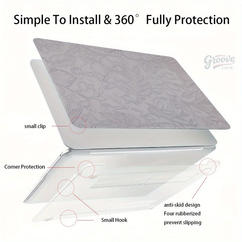 Embossed Relief Pattern Mixed Color Soft PU Laptop Case Scratch Resistant Protective Cover For 2021-2025 MacBook Pro 14 - Image 3