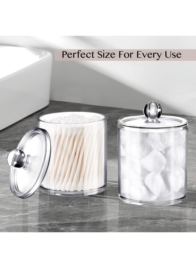 SheeChung Qtip Dispenser Holder Bathroom Vanity Organizer Apothecary Jars Canister Set For Cotton Ball Cotton Swab Q Tips Cotton Rounds Bath Salts Premium Quality Plastic Acrylic Black 3 Pack 12 Oz. - Image 4