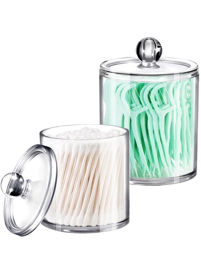 SheeChung Qtip Dispenser Holder Bathroom Vanity Organizer Apothecary Jars Canister Set For Cotton Ball Cotton Swab Q Tips Cotton Rounds Bath Salts Premium Quality Plastic Acrylic Black 3 Pack 12 Oz. - Image 1