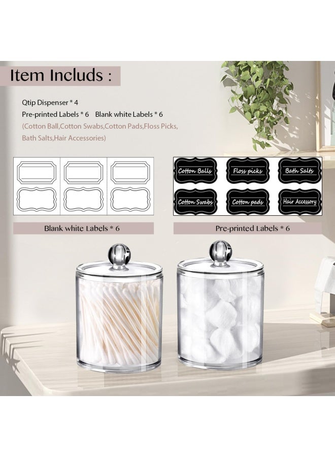 SheeChung Qtip Dispenser Holder Bathroom Vanity Organizer Apothecary Jars Canister Set For Cotton Ball Cotton Swab Q Tips Cotton Rounds Bath Salts Premium Quality Plastic Acrylic Black 3 Pack 12 Oz. - Image 2