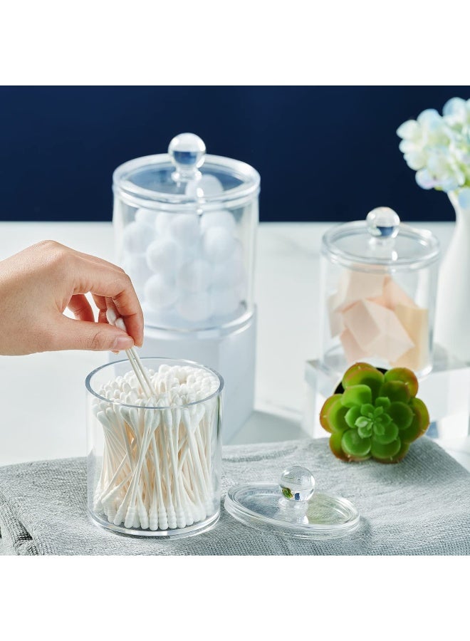 SheeChung Qtip Dispenser Holder Bathroom Vanity Organizer Apothecary Jars Canister Set For Cotton Ball Cotton Swab Q Tips Cotton Rounds Bath Salts Premium Quality Plastic Acrylic Black 3 Pack 12 Oz. - Image 3
