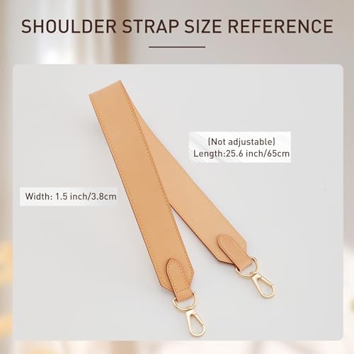 Doxo Vachetta Leather Wide Purse Straps Replacement Compatible with Lv Neverfull Graceful Speedy Tote Handbag, Cowhide Shoulder Bag Strap Handmade, 1.5W''/25.6L'',Beige - Image 2