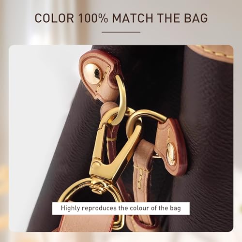 Doxo Vachetta Leather Wide Purse Straps Replacement Compatible with Lv Neverfull Graceful Speedy Tote Handbag, Cowhide Shoulder Bag Strap Handmade, 1.5W''/25.6L'',Beige - Image 4
