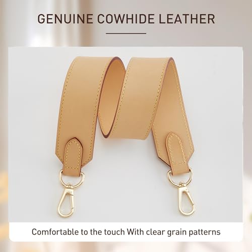 Doxo Vachetta Leather Wide Purse Straps Replacement Compatible with Lv Neverfull Graceful Speedy Tote Handbag, Cowhide Shoulder Bag Strap Handmade, 1.5W''/25.6L'',Beige - Image 5
