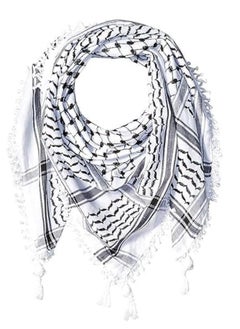 Premium Arafat Scarf for Men & Women  Arabic Scarf Cotton Shemagh Keffiyeh Arab Fashion Shawl Wrap Military Tactical Desert Keffiyeh (White & Black)