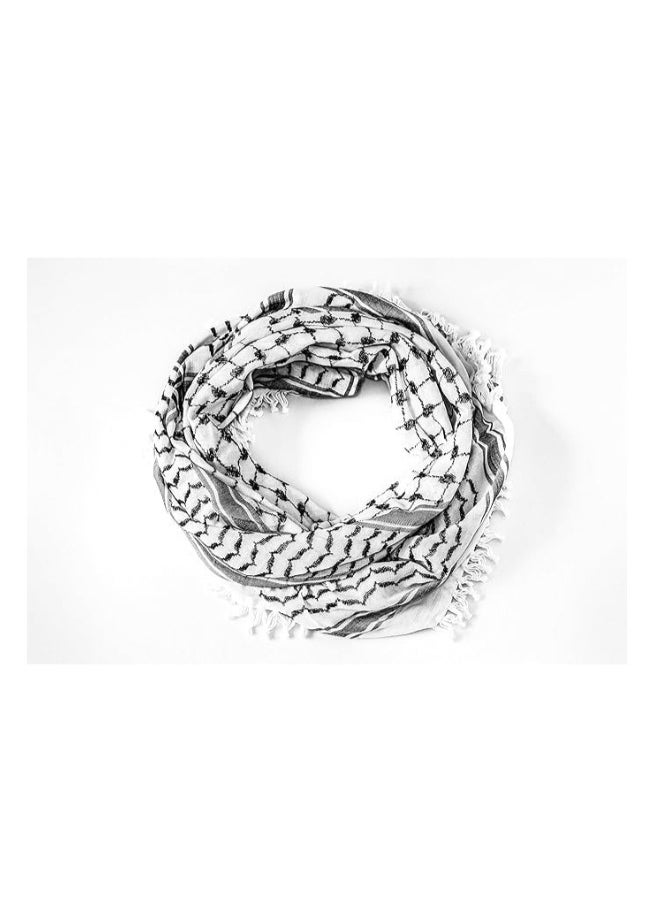 Generic - Premium Arafat Scarf for Men & Women  Arabic Scarf Cotton Shemagh Keffiyeh Arab Fashion Shawl Wrap Military Tactical Desert Keffiyeh (White & Black) - Image 1