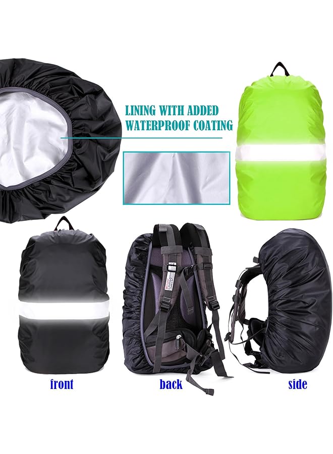 Excefore 2 Pack Reflective Waterproof Backpack Rain Cover Protect Your Backpack From Rain Silver Coated Inside Dust Waterp Uv Proof Ideal For Outdoor Hiking Riding Climbing M 40L 50L (Green & Black)  - Image 2