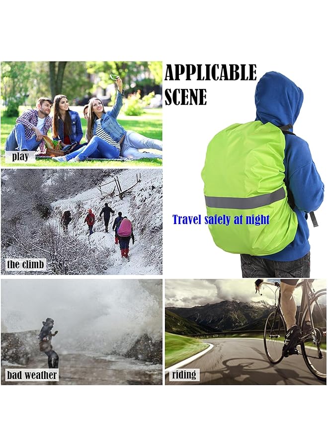 Excefore 2 Pack Reflective Waterproof Backpack Rain Cover Protect Your Backpack From Rain Silver Coated Inside Dust Waterp Uv Proof Ideal For Outdoor Hiking Riding Climbing M 40L 50L (Green & Black)  - Image 5