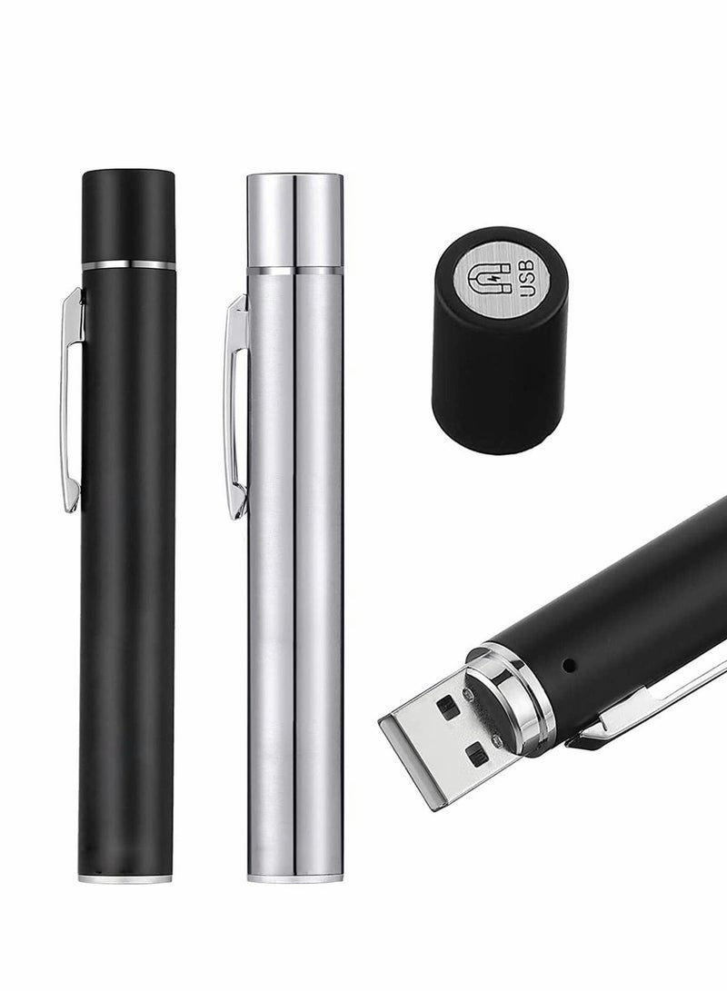 Excefore Pen Torch Reusable, 2 PCS Diagnostic Medical Penlight USB Rechargeable LED Pen Ligh for Nurses Students Doctors, Mini Flashlight with 2 LED Sources, Magnetic Cap, Pocket Clip - Image 1