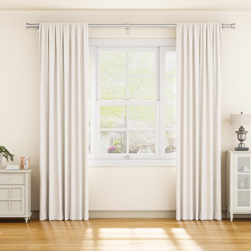 YaFex Curtain Rods 32-118 Inch, Heavy Duty 1 Inch Adjustable Curtain Rod for Windows, Silver Long Window Treatment Rods, Modern Design, Easy Installation - Image 2