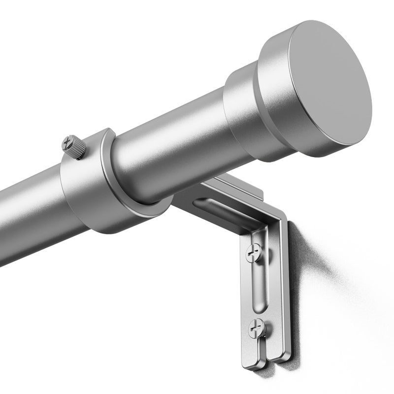YaFex Curtain Rods 32-118 Inch, Heavy Duty 1 Inch Adjustable Curtain Rod for Windows, Silver Long Window Treatment Rods, Modern Design, Easy Installation - Image 1
