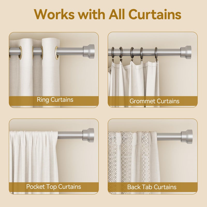 YaFex Curtain Rods 32-118 Inch, Heavy Duty 1 Inch Adjustable Curtain Rod for Windows, Silver Long Window Treatment Rods, Modern Design, Easy Installation - Image 5