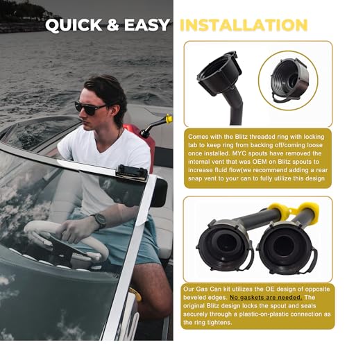 Mr. Yellow Cap Mr Yellow Cap Gas Can Spout Replacement For 𝐎𝐥𝐝 𝐒𝐭𝐲𝐥𝐞 𝐁𝐥𝐢𝐭𝐳 𝐂𝐚𝐧𝐬 𝐎𝐍𝐋𝐘 - EASY TO INSTALL Gas Cap Replacement, Gas Can Nozzle Kit For 5 Gallon Gas Can Lids & Diesel Fuel Can, 1-Pack - Image 5