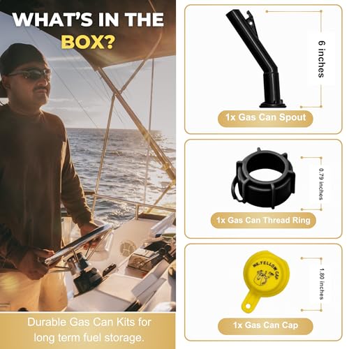 Mr. Yellow Cap Mr Yellow Cap Gas Can Spout Replacement For 𝐎𝐥𝐝 𝐒𝐭𝐲𝐥𝐞 𝐁𝐥𝐢𝐭𝐳 𝐂𝐚𝐧𝐬 𝐎𝐍𝐋𝐘 - EASY TO INSTALL Gas Cap Replacement, Gas Can Nozzle Kit For 5 Gallon Gas Can Lids & Diesel Fuel Can, 1-Pack - Image 2