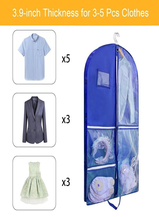 قيس حقيبة ملابس واحدة للتخزين أثناء السفر، حقيبة ملابس للمسابقات والرقص، حقيبة ملابس لحفلات الرقص للبنات، حقائب ملابس للأطفال لتعليق الملابس، حقيبة ملابس شفافة لزي التشجيع مع مشبك. أزرق - Image 4