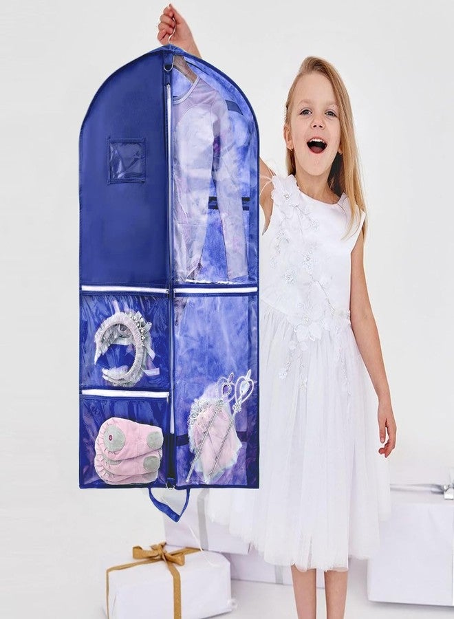 قيس حقيبة ملابس واحدة للتخزين أثناء السفر، حقيبة ملابس للمسابقات والرقص، حقيبة ملابس لحفلات الرقص للبنات، حقائب ملابس للأطفال لتعليق الملابس، حقيبة ملابس شفافة لزي التشجيع مع مشبك. أزرق - Image 5