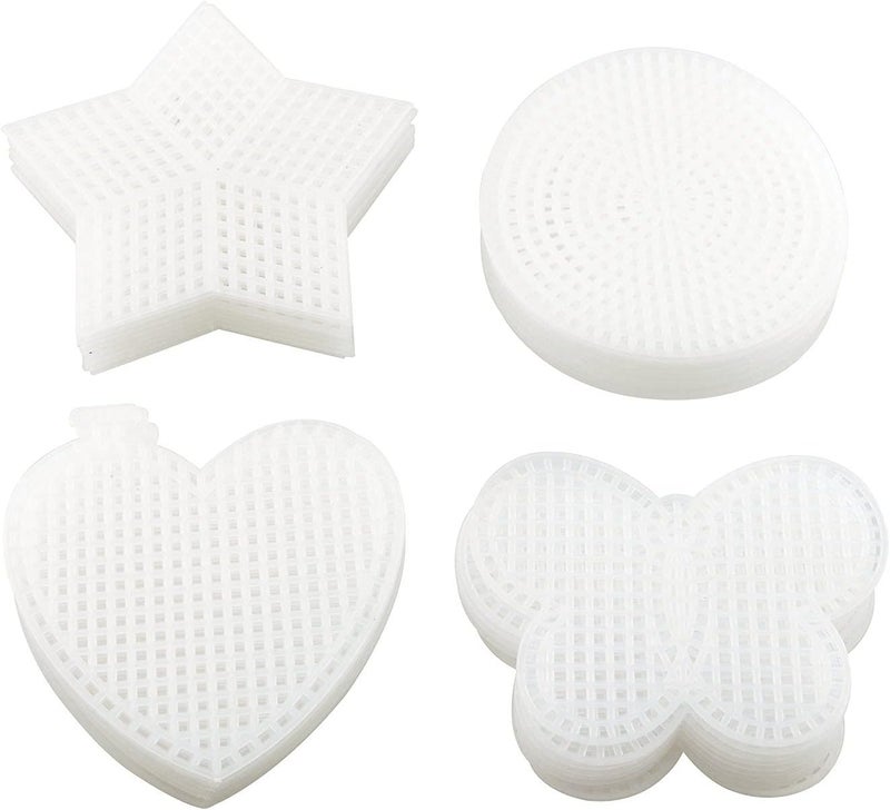 Eoutstanding 40pcs 3Inch White Plastic Canvas Sheets for DIY Embroidery, Yarn Crafting, Knit and Crochet Projects with Star, Square, Heart, Circle Shaped - Image 1