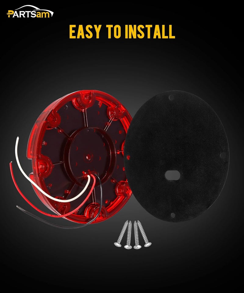 Partsam 2Pcs 7" Round Red LED Transit Tail Lights with Built-in Reflex Lens - Image 4