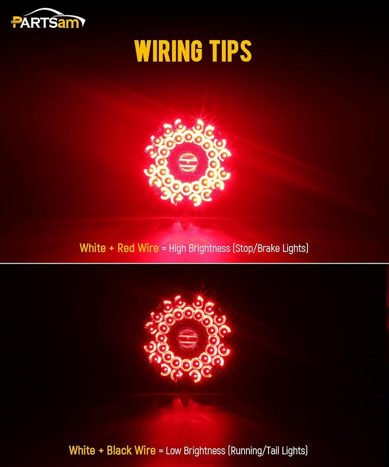 Partsam 2Pcs 7" Round Red LED Transit Tail Lights with Built-in Reflex Lens - Image 3