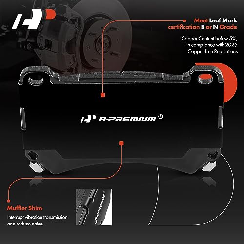 A-Premium Front Ceramic Disc Brake Pads Set Compatible with Hyundai Genesis 2009-2014, Equus 2011-2011, 4 Pcs - Image 2