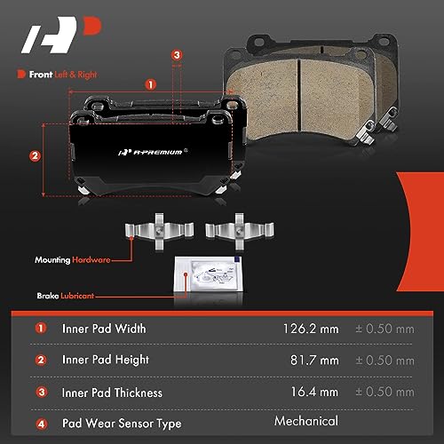 A-Premium Front Ceramic Disc Brake Pads Set Compatible with Hyundai Genesis 2009-2014, Equus 2011-2011, 4 Pcs - Image 5