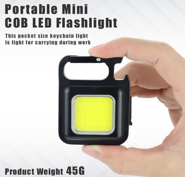 LED Mini COB Keychain Light Magnetic Flashlight Portable USB Rechargeable 3 Light Modes with Folding Bracket Pack of 2 - Image 4