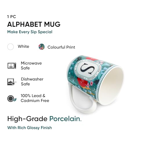 Shay Alphabet Mug, 1 Pc, S, 300ml | Ceramic Mug |Glossy Finish | Ceramic Coffee Cup | Porcelain | Microwave Safe (Alphabet Mug - S) - Image 3