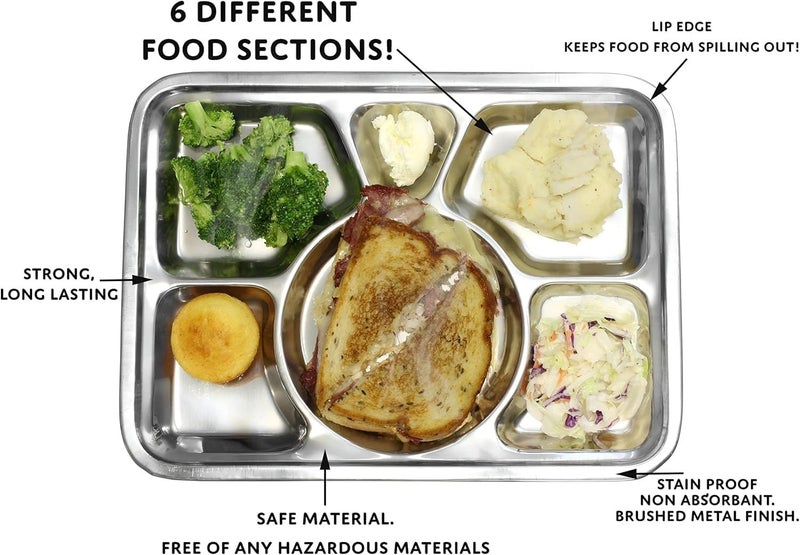 BS صينية تقديم مقسمة من الفولاذ المقاوم للصدأ 6 حجرات من B&S - Image 3