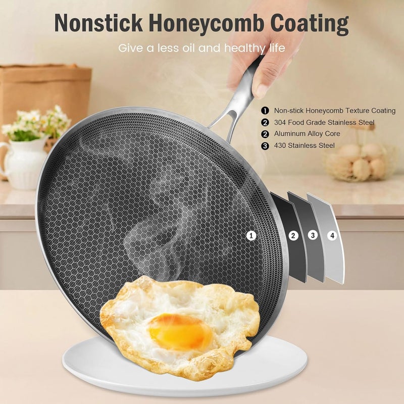 DHAVAL Kavid Stainless Steel NonStick Fry Pan Durable ScratchResistant Design Induction Ready Oven Dishwasher Safe Comfortable Ergonomic Handle 24 CM - Image 3