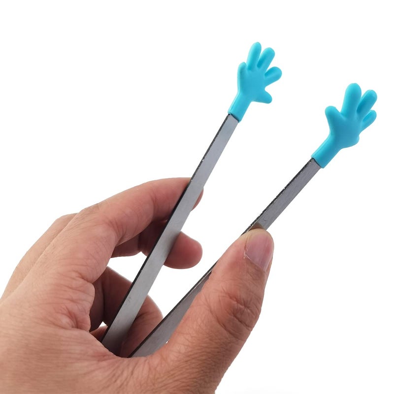 TIHOOD 20PCS Silicone Mini Tongs, 5Inch Hand Shape Food Tongs, Colourful Small Kids Tongs for Serving Food, Ice Cube, fruits, Sugar, Barbecue (10 colors) - Image 3