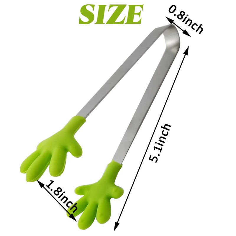 TIHOOD 20PCS Silicone Mini Tongs, 5Inch Hand Shape Food Tongs, Colourful Small Kids Tongs for Serving Food, Ice Cube, fruits, Sugar, Barbecue (10 colors) - Image 2