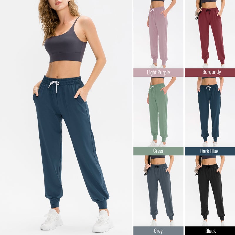 Women Jogger Pants with Pockets Elastic Drawstring Waist Relaxed Running Sport Sweatpants - Image 2