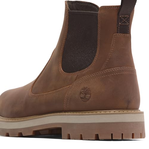 Timberland حذاء تيمبرلاند للرجال من نوع بريتون رود ميد تشيلسي، بني كامل الحبة، 7 متوسط - Image 2