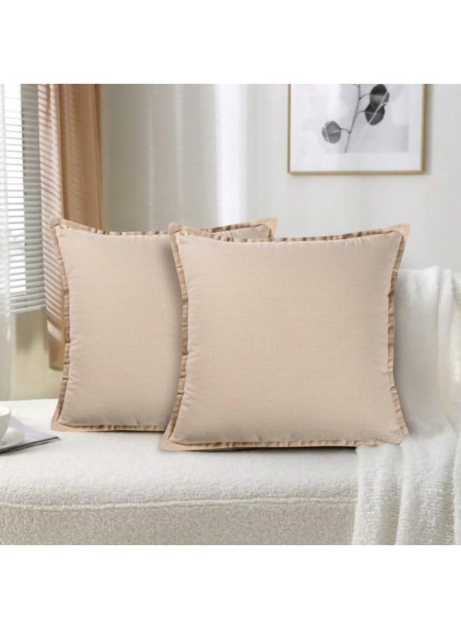 Eminence Home 2 Piece Cushion Cover Set Beige - 100% Pure Cotton 50x50cm - Image 2