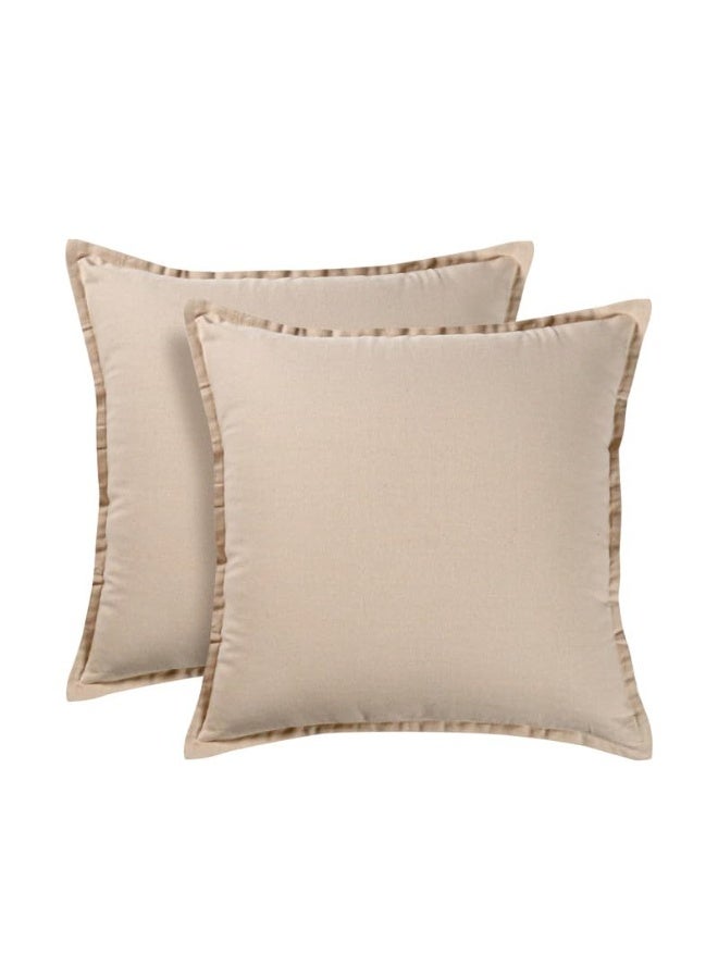 Eminence Home 2 Piece Cushion Cover Set Beige - 100% Pure Cotton 50x50cm - Image 4