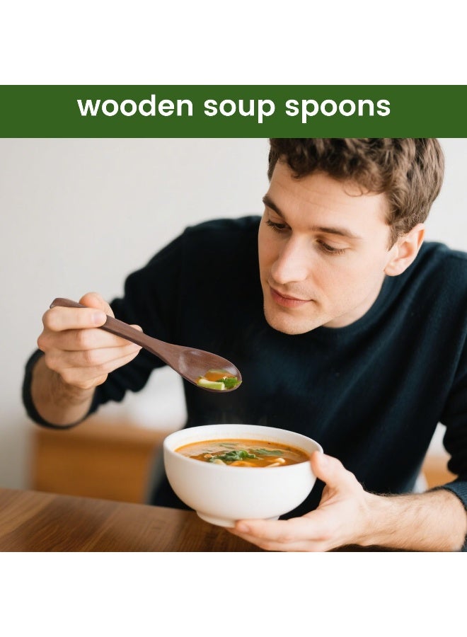 HANSGO Wooden Spoons for Eating, 6PCS Small Wooden Soup Spoons for Honey Coffee Stirring Tea Jam Bath Salts, 6 Inches - Image 5