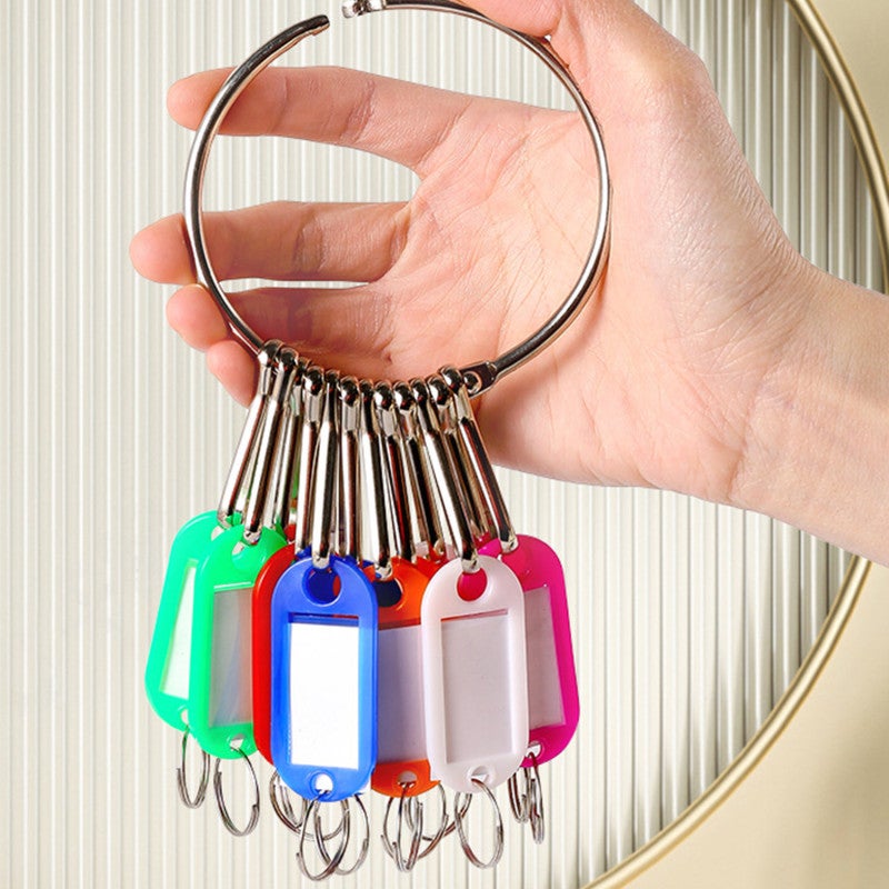 Portable Key Organizer: 20 Multicolor Write-On Tags, 20 Detachable Spring Hooks, 3.3-Inch Main Ring - Compact Lightweight Wrist-Worn Design, Durable Polypropylene Labels With Transparent Windows - Key - Image 3