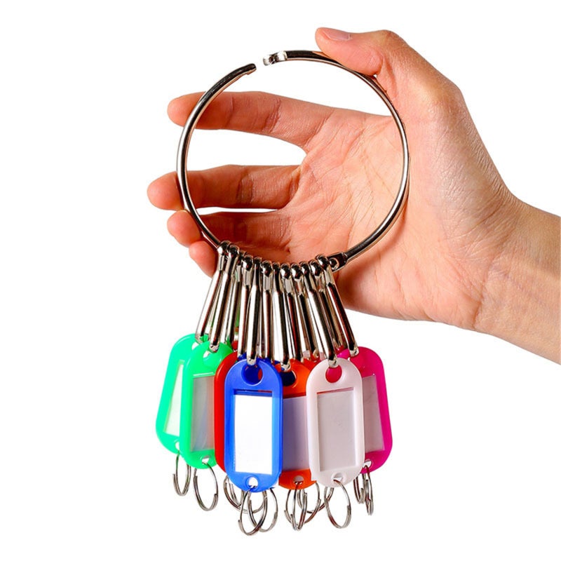 Portable Key Organizer: 20 Multicolor Write-On Tags, 20 Detachable Spring Hooks, 3.3-Inch Main Ring - Compact Lightweight Wrist-Worn Design, Durable Polypropylene Labels With Transparent Windows - Key - Image 1