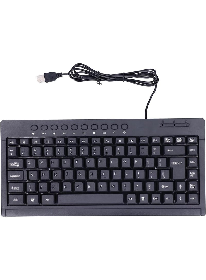 Crash K1000 Compact Keyboard - Lightweight Design - 95 Keys - Built-in Computer and 12 Function Keys - Small size requires less desktop space - Black - Image 1