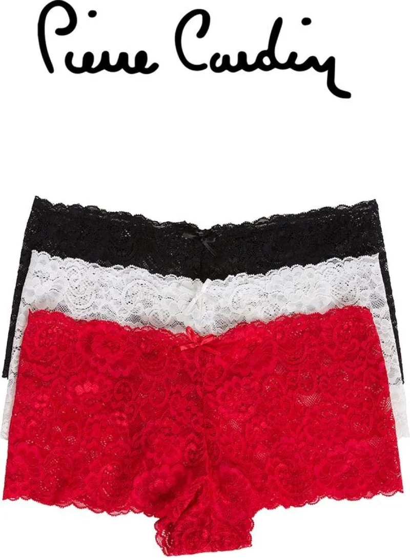 بيير كاردان Women's Lace 3-Piece Shorts Panties 2132 Multicolor