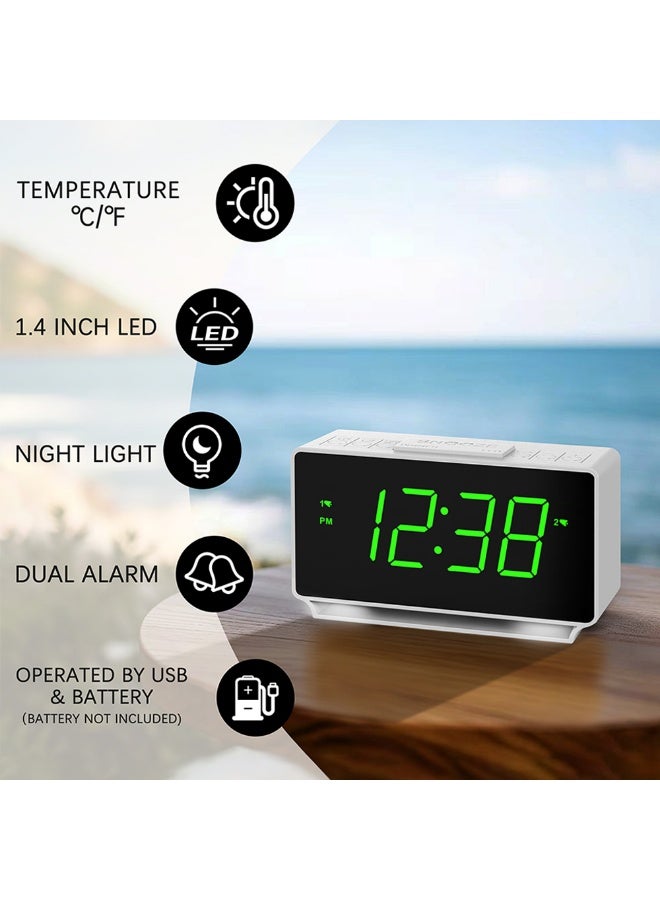 آي توما ساعة منبه رقمية ليد مزودة بمنفذ يو إس بي للمكتب مع عرض درجة الحرارة وإضاءة ليلية - أبيض/أسود - Image 2